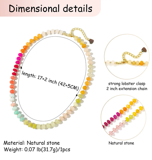 EcoWarra Badu Colorful Natural Stone Beads Necklaces for Women Bohomian Gemstone Beaded Choker Summer Beach Trendy Boho Jewelry Gift