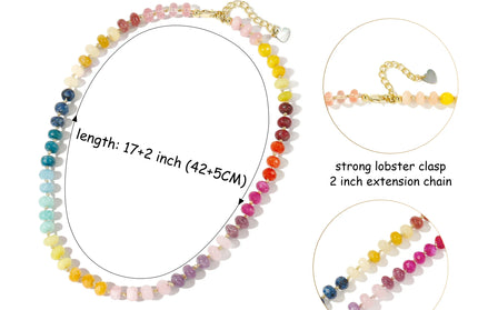 EcoWarra Badu Colorful Natural Stone Beads Necklaces for Women Bohomian Gemstone Beaded Choker Summer Beach Trendy Boho Jewelry Gift