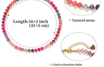 EcoWarra Badu Colorful Natural Stone Beads Necklaces for Women Bohomian Gemstone Beaded Choker Summer Beach Trendy Boho Jewelry Gift