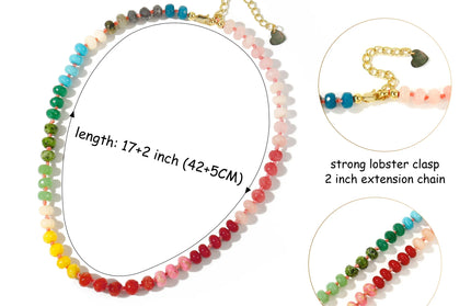 EcoWarra Badu Colorful Natural Stone Beads Necklaces for Women Bohomian Gemstone Beaded Choker Summer Beach Trendy Boho Jewelry Gift