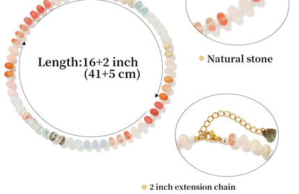 EcoWarra Badu Colorful Natural Stone Beads Necklaces for Women Bohomian Gemstone Beaded Choker Summer Beach Trendy Boho Jewelry Gift