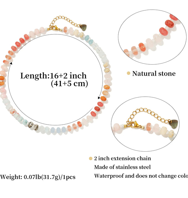 EcoWarra Badu Colorful Natural Stone Beads Necklaces for Women Bohomian Gemstone Beaded Choker Summer Beach Trendy Boho Jewelry Gift