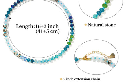 EcoWarra Badu Colorful Natural Stone Beads Necklaces for Women Bohomian Gemstone Beaded Choker Summer Beach Trendy Boho Jewelry Gift