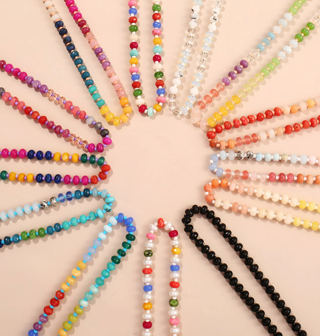 EcoWarra Badu Colorful Natural Stone Beads Necklaces for Women Bohomian Gemstone Beaded Choker Summer Beach Trendy Boho Jewelry Gift