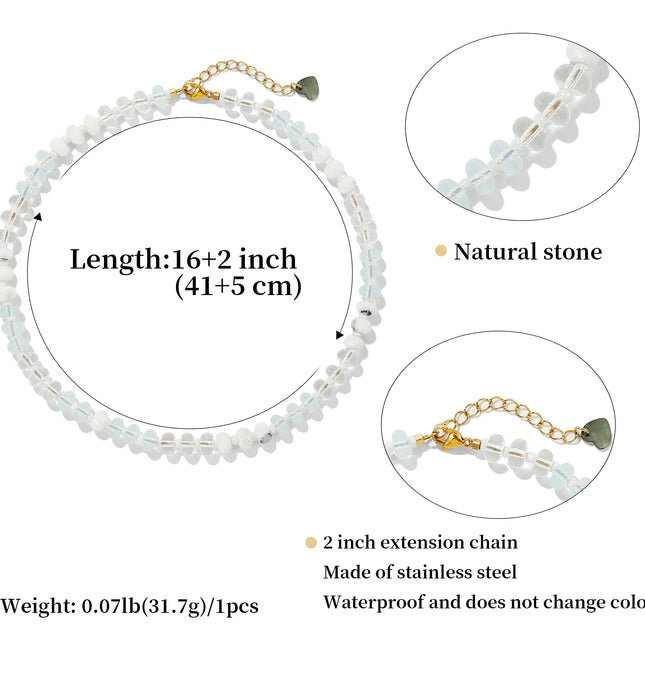 EcoWarra Badu Colorful Natural Stone Beads Necklaces for Women Bohomian Gemstone Beaded Choker Summer Beach Trendy Boho Jewelry Gift