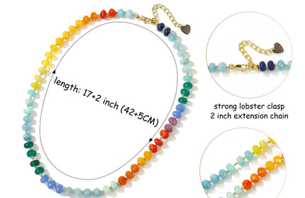 EcoWarra Badu Colorful Natural Stone Beads Necklaces for Women Bohomian Gemstone Beaded Choker Summer Beach Trendy Boho Jewelry Gift