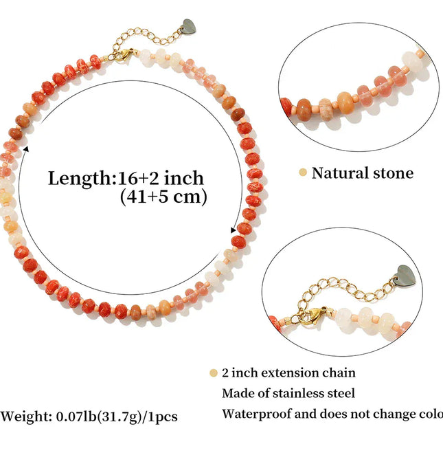 EcoWarra Badu Colorful Natural Stone Beads Necklaces for Women Bohomian Gemstone Beaded Choker Summer Beach Trendy Boho Jewelry Gift