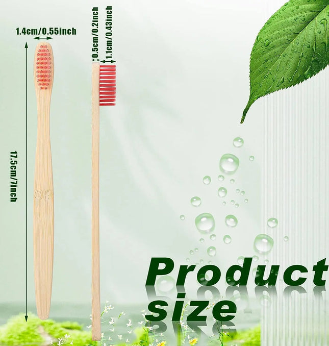 EcoWarra Bamboo Toothbrushes 100Pcs Eco Friendly Resuable Toothbrush Adult Wooden Soft Tooth Brush Eco Friendly Vegan