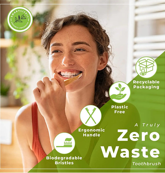 EcoWarra Bamboo Toothbrushes 100Pcs Eco Friendly Resuable Toothbrush Adult Wooden Soft Tooth Brush Eco Friendly Vegan