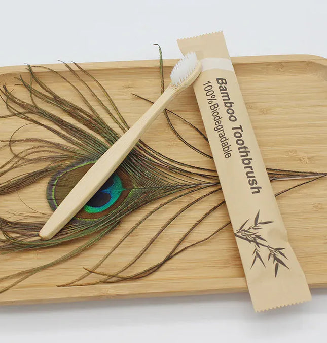 EcoWarra Bamboo Toothbrushes 100Pcs Eco Friendly Resuable Toothbrush Adult Wooden Soft Tooth Brush Eco Friendly Vegan