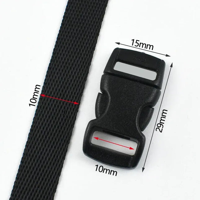 EcoWarra Black-10mm / 3Sets 1-5Sets 10-25mm Black Webbing Strap Plastic Buckles Belt Quick Release Buckle Bag Nylon Ribbon Fastener Dog Collar Closure Hook