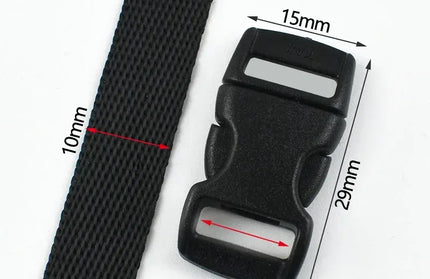 EcoWarra Black-10mm / 3Sets 1-5Sets 10-25mm Black Webbing Strap Plastic Buckles Belt Quick Release Buckle Bag Nylon Ribbon Fastener Dog Collar Closure Hook