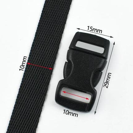 EcoWarra Black-10mm / 4Sets 1-5Sets 10-25mm Black Webbing Strap Plastic Buckles Belt Quick Release Buckle Bag Nylon Ribbon Fastener Dog Collar Closure Hook