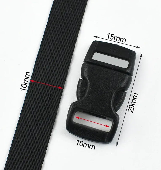 EcoWarra Black-10mm / 4Sets 1-5Sets 10-25mm Black Webbing Strap Plastic Buckles Belt Quick Release Buckle Bag Nylon Ribbon Fastener Dog Collar Closure Hook