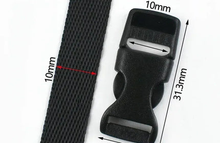 EcoWarra Black-10mm / 5Sets 1-5Sets Bag Side Plastic Buckles Clip 10-50mm Nylon Webbing Strap Release Buckle Dog Collar Fastener Ribbon Tape Closure Hook