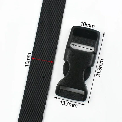 EcoWarra Black-10mm / 5Sets 1-5Sets Bag Side Plastic Buckles Clip 10-50mm Nylon Webbing Strap Release Buckle Dog Collar Fastener Ribbon Tape Closure Hook