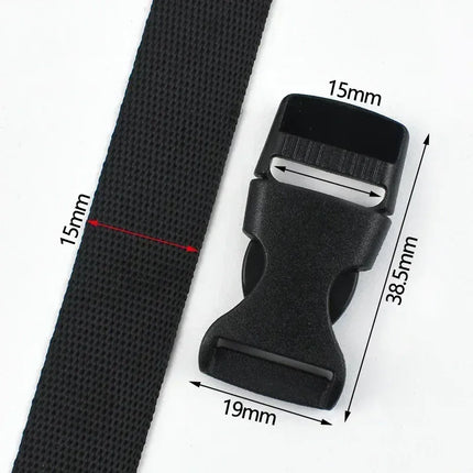 EcoWarra Black-15mm / 1Set 1-5Sets Bag Side Plastic Buckles Clip 10-50mm Nylon Webbing Strap Release Buckle Dog Collar Fastener Ribbon Tape Closure Hook