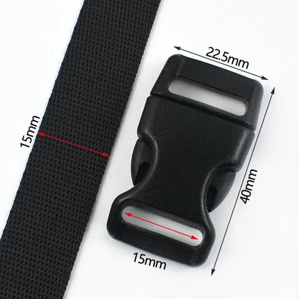 EcoWarra Black-15mm / 2Sets 1-5Sets 10-25mm Black Webbing Strap Plastic Buckles Belt Quick Release Buckle Bag Nylon Ribbon Fastener Dog Collar Closure Hook