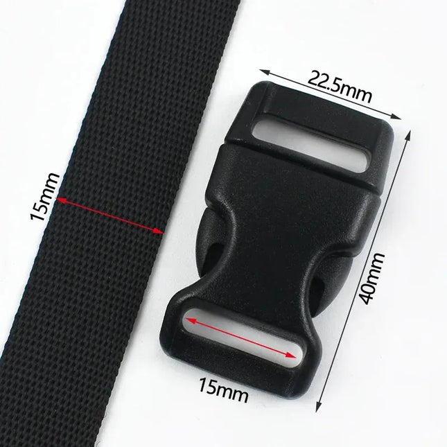 EcoWarra Black-15mm / 3Sets 1-5Sets 10-25mm Black Webbing Strap Plastic Buckles Belt Quick Release Buckle Bag Nylon Ribbon Fastener Dog Collar Closure Hook