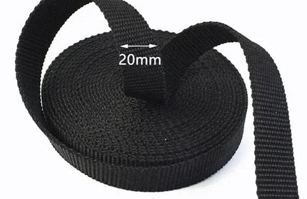 EcoWarra Black-20mm 10M 2mm Thick Nylon Webbing Tape 20/25/30/38/50mm Backpack Ribbon Strap Dog Collar Ribbons Luggage Bias Binding Band Sewing Belt