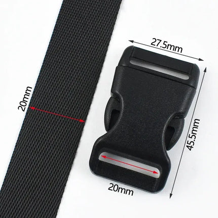 EcoWarra Black-20mm / 1Set 1-5Sets 10-25mm Black Webbing Strap Plastic Buckles Belt Quick Release Buckle Bag Nylon Ribbon Fastener Dog Collar Closure Hook