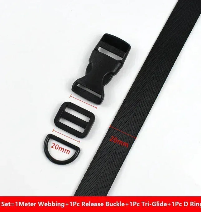 EcoWarra Black-20mm / 1Set 20-38mm Bag Strap Repair Combination Plastic Buckles Black Nylon Webbing Release Buckle Slider Clip D Ring Hook for Dog Collar