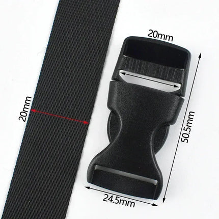 EcoWarra Black-20mm / 2Sets 1-5Sets Bag Side Plastic Buckles Clip 10-50mm Nylon Webbing Strap Release Buckle Dog Collar Fastener Ribbon Tape Closure Hook