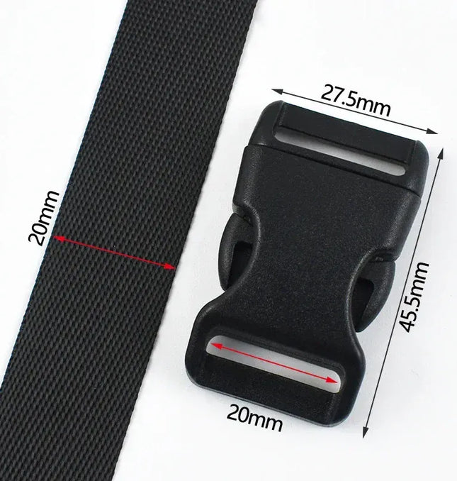 EcoWarra Black-20mm / 3Sets 1-5Sets 10-25mm Black Webbing Strap Plastic Buckles Belt Quick Release Buckle Bag Nylon Ribbon Fastener Dog Collar Closure Hook