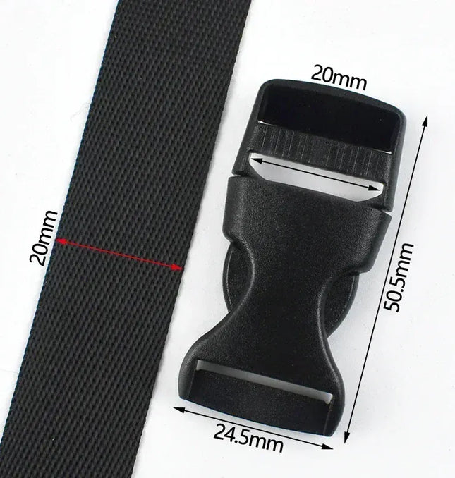 EcoWarra Black-20mm / 3Sets 1-5Sets Bag Side Plastic Buckles Clip 10-50mm Nylon Webbing Strap Release Buckle Dog Collar Fastener Ribbon Tape Closure Hook