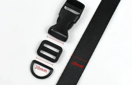 EcoWarra Black-20mm / 3Sets 20-38mm Bag Strap Repair Combination Plastic Buckles Black Nylon Webbing Release Buckle Slider Clip D Ring Hook for Dog Collar