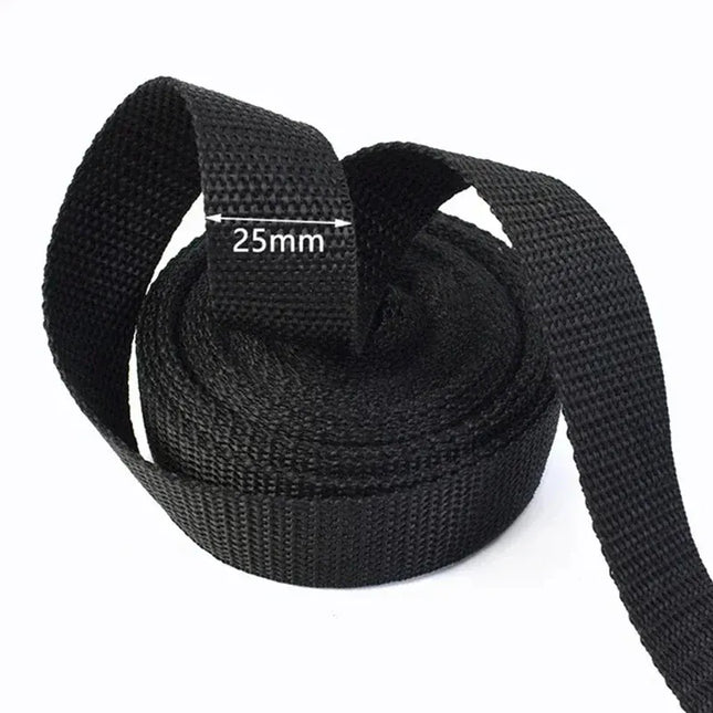 EcoWarra Black-25mm 10M 2mm Thick Nylon Webbing Tape 20/25/30/38/50mm Backpack Ribbon Strap Dog Collar Ribbons Luggage Bias Binding Band Sewing Belt