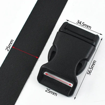 EcoWarra Black-25mm / 3Sets 1-5Sets 10-25mm Black Webbing Strap Plastic Buckles Belt Quick Release Buckle Bag Nylon Ribbon Fastener Dog Collar Closure Hook