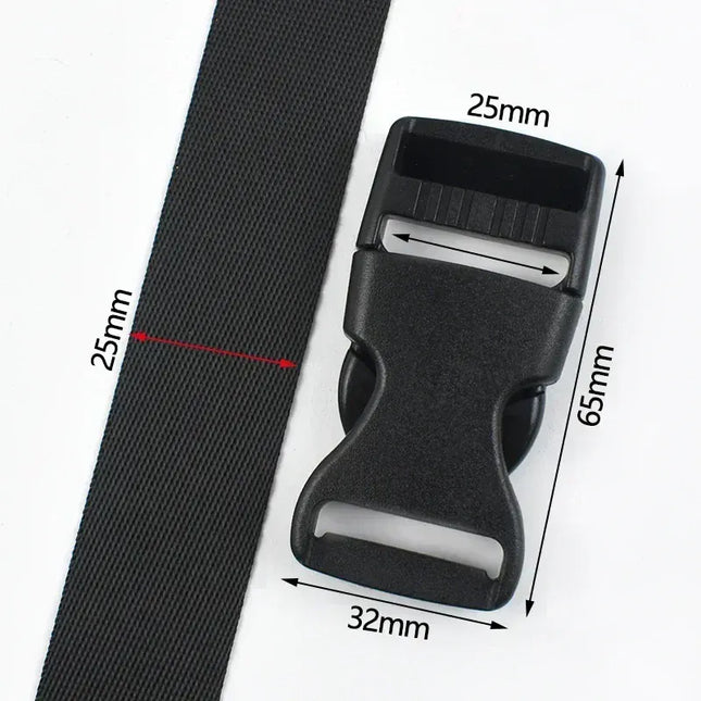 EcoWarra Black-25mm / 4Sets 1-5Sets Bag Side Plastic Buckles Clip 10-50mm Nylon Webbing Strap Release Buckle Dog Collar Fastener Ribbon Tape Closure Hook