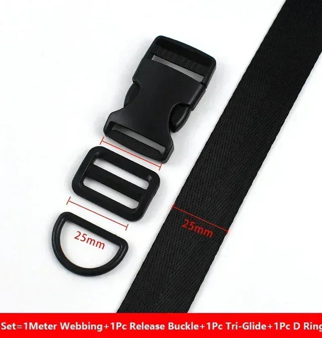 EcoWarra Black-25mm / 4Sets 20-38mm Bag Strap Repair Combination Plastic Buckles Black Nylon Webbing Release Buckle Slider Clip D Ring Hook for Dog Collar