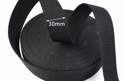 EcoWarra Black-30mm 10M 2mm Thick Nylon Webbing Tape 20/25/30/38/50mm Backpack Ribbon Strap Dog Collar Ribbons Luggage Bias Binding Band Sewing Belt