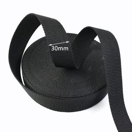 EcoWarra Black-30mm 10M 2mm Thick Nylon Webbing Tape 20/25/30/38/50mm Backpack Ribbon Strap Dog Collar Ribbons Luggage Bias Binding Band Sewing Belt