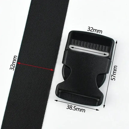 EcoWarra Black-32mm / 2Sets 1-5Sets Bag Side Plastic Buckles Clip 10-50mm Nylon Webbing Strap Release Buckle Dog Collar Fastener Ribbon Tape Closure Hook