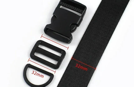 EcoWarra Black-32mm / 3Sets 20-38mm Bag Strap Repair Combination Plastic Buckles Black Nylon Webbing Release Buckle Slider Clip D Ring Hook for Dog Collar