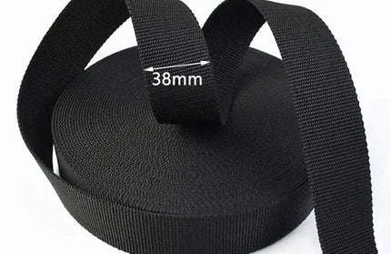 EcoWarra Black-38mm 10M 2mm Thick Nylon Webbing Tape 20/25/30/38/50mm Backpack Ribbon Strap Dog Collar Ribbons Luggage Bias Binding Band Sewing Belt