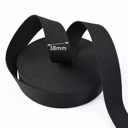 EcoWarra Black-38mm 10M 2mm Thick Nylon Webbing Tape 20/25/30/38/50mm Backpack Ribbon Strap Dog Collar Ribbons Luggage Bias Binding Band Sewing Belt