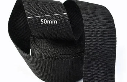 EcoWarra Black-50mm 10M 2mm Thick Nylon Webbing Tape 20/25/30/38/50mm Backpack Ribbon Strap Dog Collar Ribbons Luggage Bias Binding Band Sewing Belt