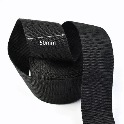 EcoWarra Black-50mm 10M 2mm Thick Nylon Webbing Tape 20/25/30/38/50mm Backpack Ribbon Strap Dog Collar Ribbons Luggage Bias Binding Band Sewing Belt