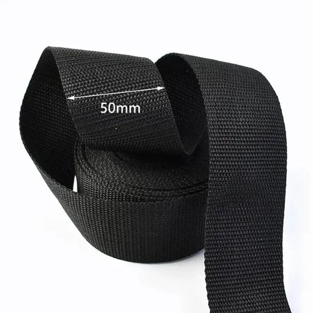 EcoWarra Black-50mm 10M 2mm Thick Nylon Webbing Tape 20/25/30/38/50mm Backpack Ribbon Strap Dog Collar Ribbons Luggage Bias Binding Band Sewing Belt
