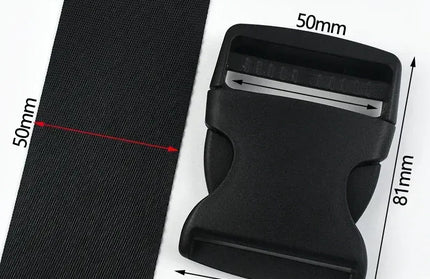 EcoWarra Black-50mm / 2Sets 1-5Sets Bag Side Plastic Buckles Clip 10-50mm Nylon Webbing Strap Release Buckle Dog Collar Fastener Ribbon Tape Closure Hook