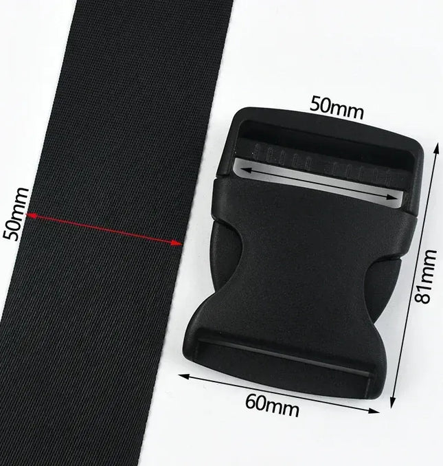 EcoWarra Black-50mm / 4Sets 1-5Sets Bag Side Plastic Buckles Clip 10-50mm Nylon Webbing Strap Release Buckle Dog Collar Fastener Ribbon Tape Closure Hook