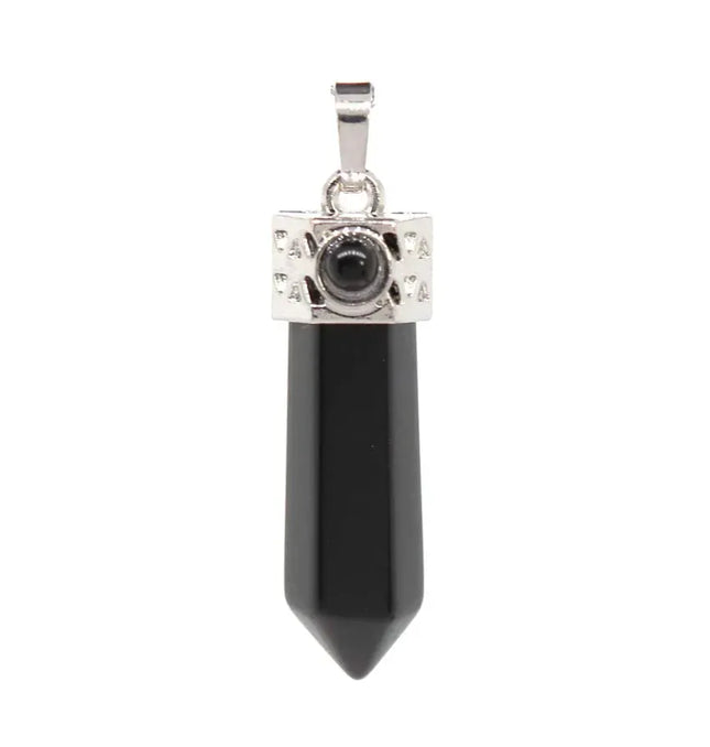 EcoWarra Black Agate Natural Amethyst Crystal Hexagonal Stone Pendants For Women Necklace DIY Charm Rose Quartz Lapis Lazuli Agate Pendant Jewellery