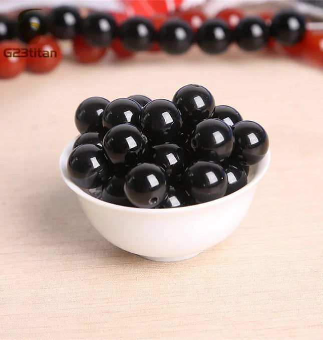 EcoWarra Black Agate Stone Stud Earrings for Women Mens Medical G23 Titanium Piercing Jewelry Simple Round Onyx Ball Ear Lobe Accessories