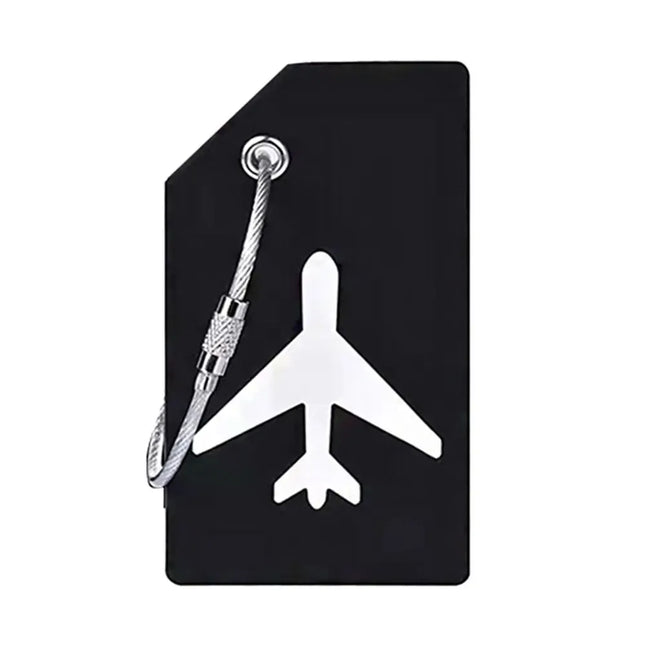 EcoWarra Black Aluminium Travel Luggage Tags Reusable Suitcase Baggage Labels Holiday Suitcase Labels Travel Bag ID Plane Identifier With Ropes