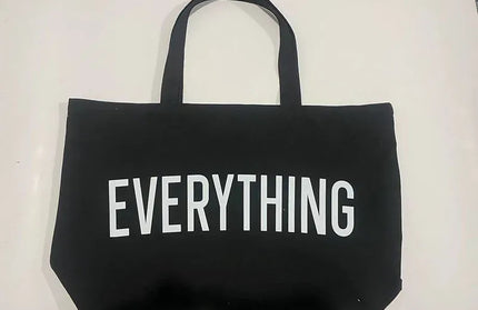 EcoWarra black Large Capacity Canvas Tote Bag Extra Letters Fashion Beach Totes Bags Reusable Travel Shopping Handbag Grocery Bag Bolsos Mujer