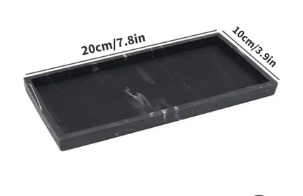 EcoWarra Black Marble Pattern 1Pc Bathroom Vanity Silicone Tray, Rectangular Dish Soap and Sponge Holder, Vanity Perfume Organizer, Makeup Ring Storage Tray, Home Essentials, Home Decoration, Home Furniture